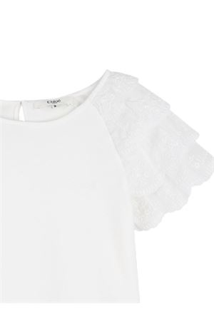 T-shirt bianca con maniche a ruches CHLOÉ KIDS | C20853117